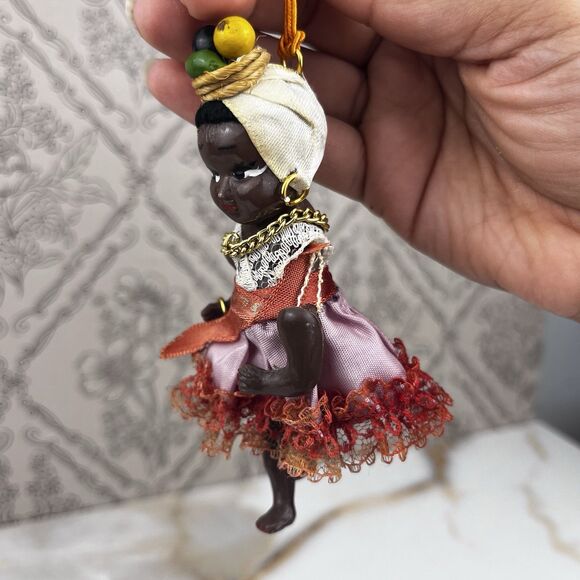 Vintage 1940s Souvenir Miniature Doll South American Caribbean Black Female 4.5" - Picture 9 of 10
